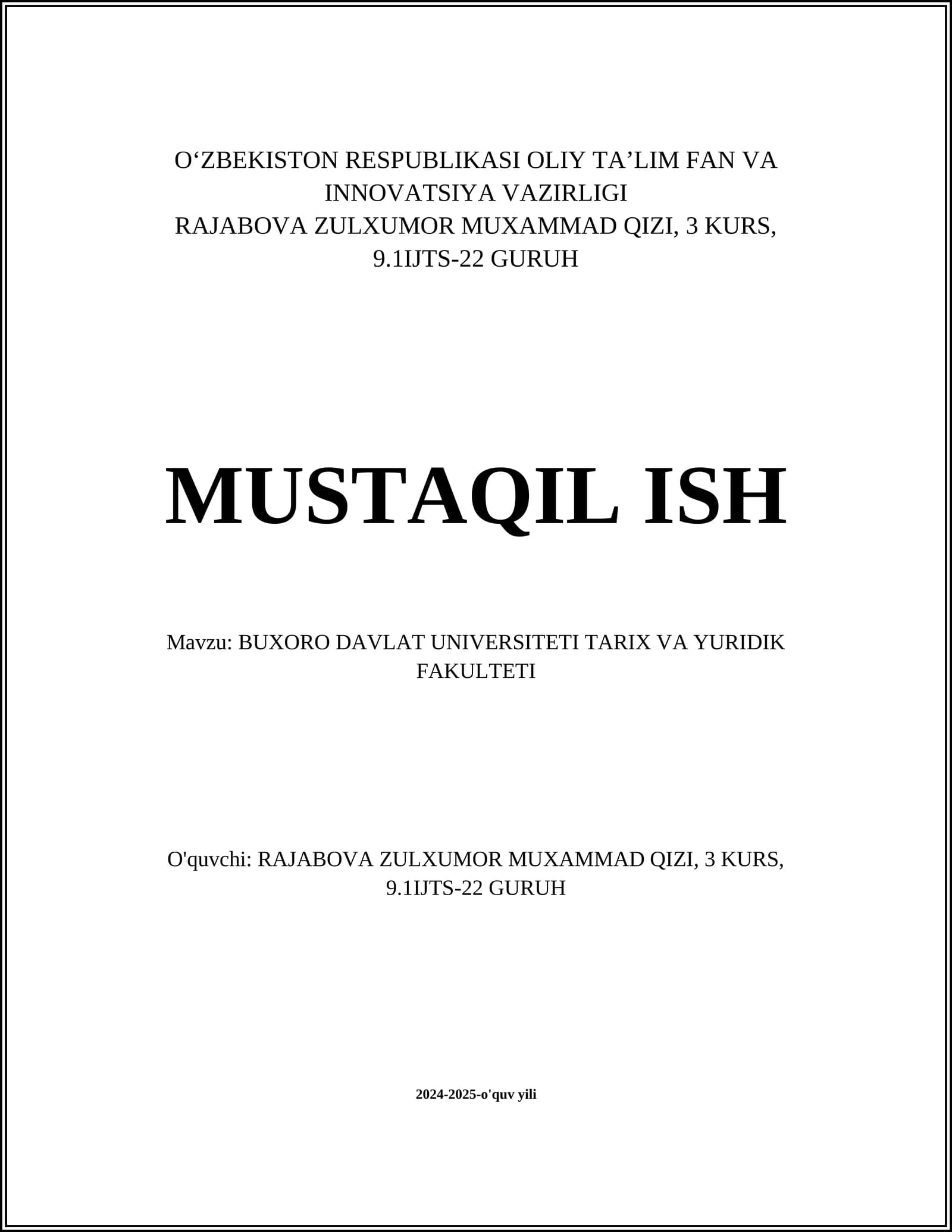 Buxoro Davlat Universiteti Tarixi