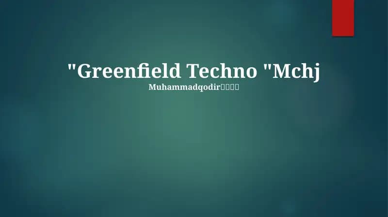 Greenfield Techno "Mchj