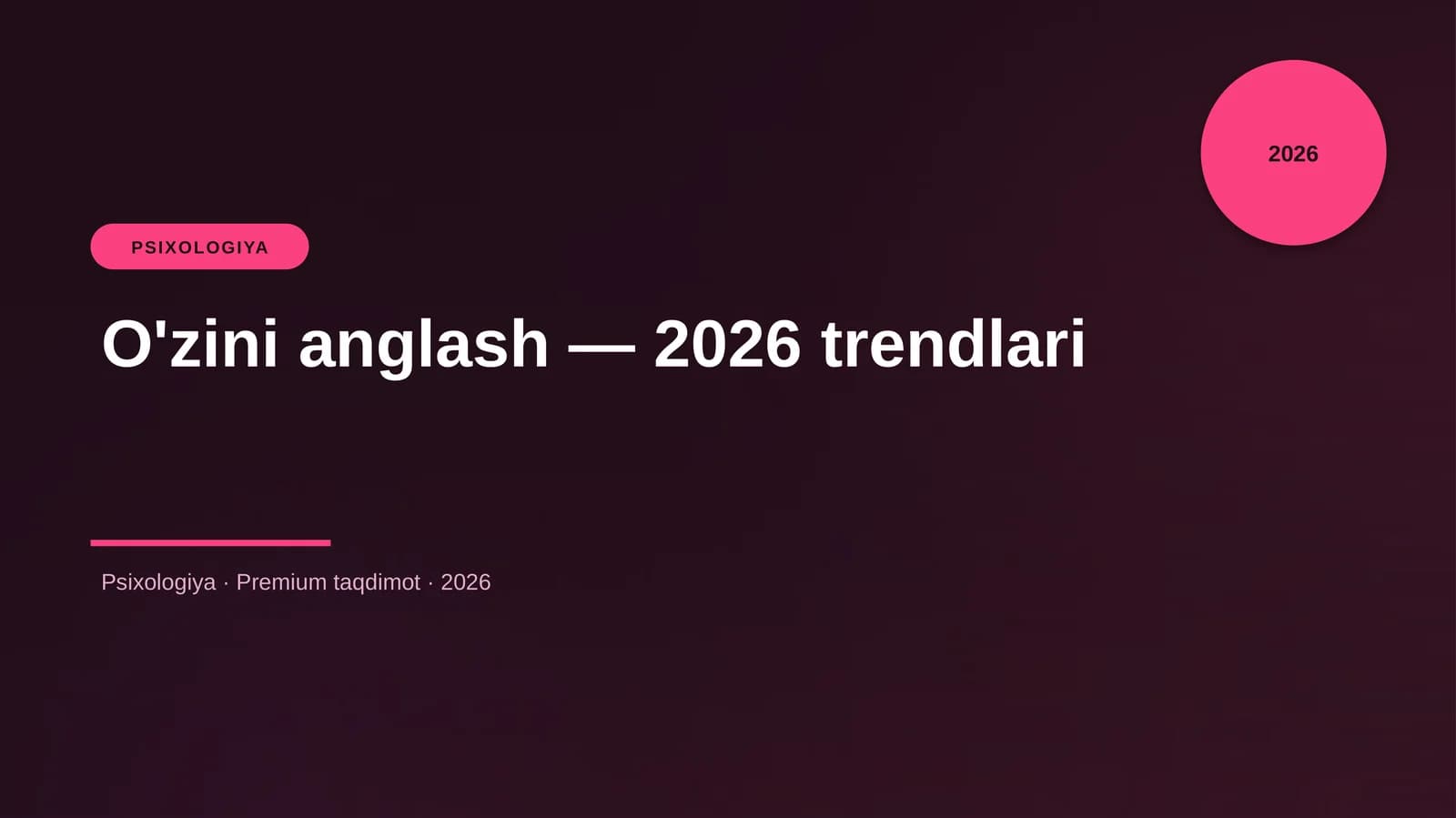 O'zini anglash — 2026 trendlari