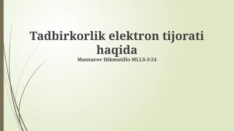 Tadbirkorlik elektron tijorati haqida