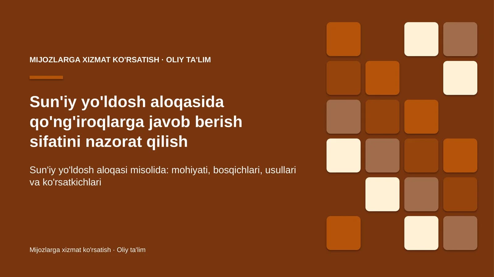 sun'iy yo'ldosh aloqasida qo'ng'iroqlarga javob berish sifatini nazorat qilish 9352