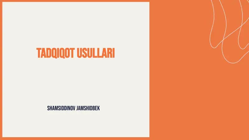 Tadqiqot usullari