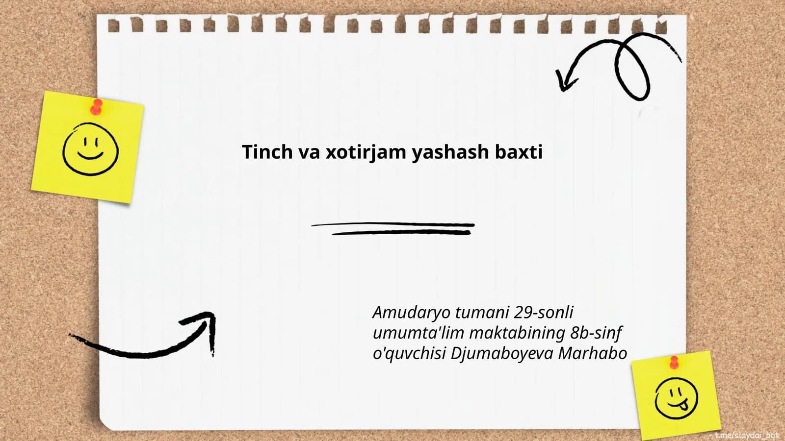 Tinch va xotirjam yashash baxti