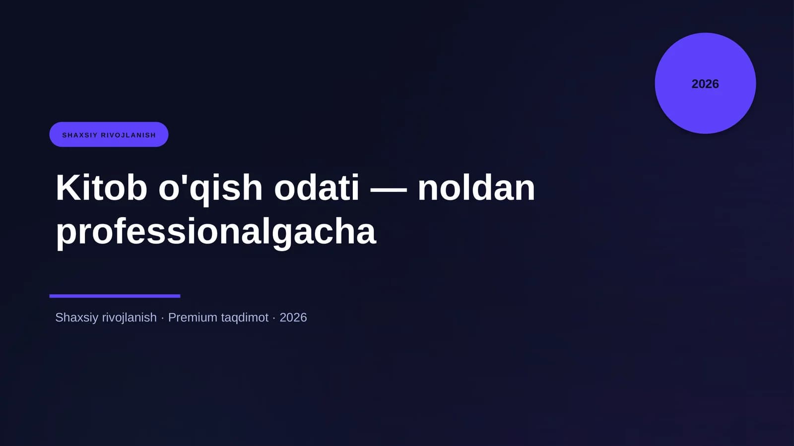Kitob o'qish odati — noldan professionalgacha