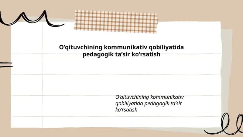 Oʻqituvchining kommunikativ qobiliyatida pedagogik taʼsir koʻrsatish