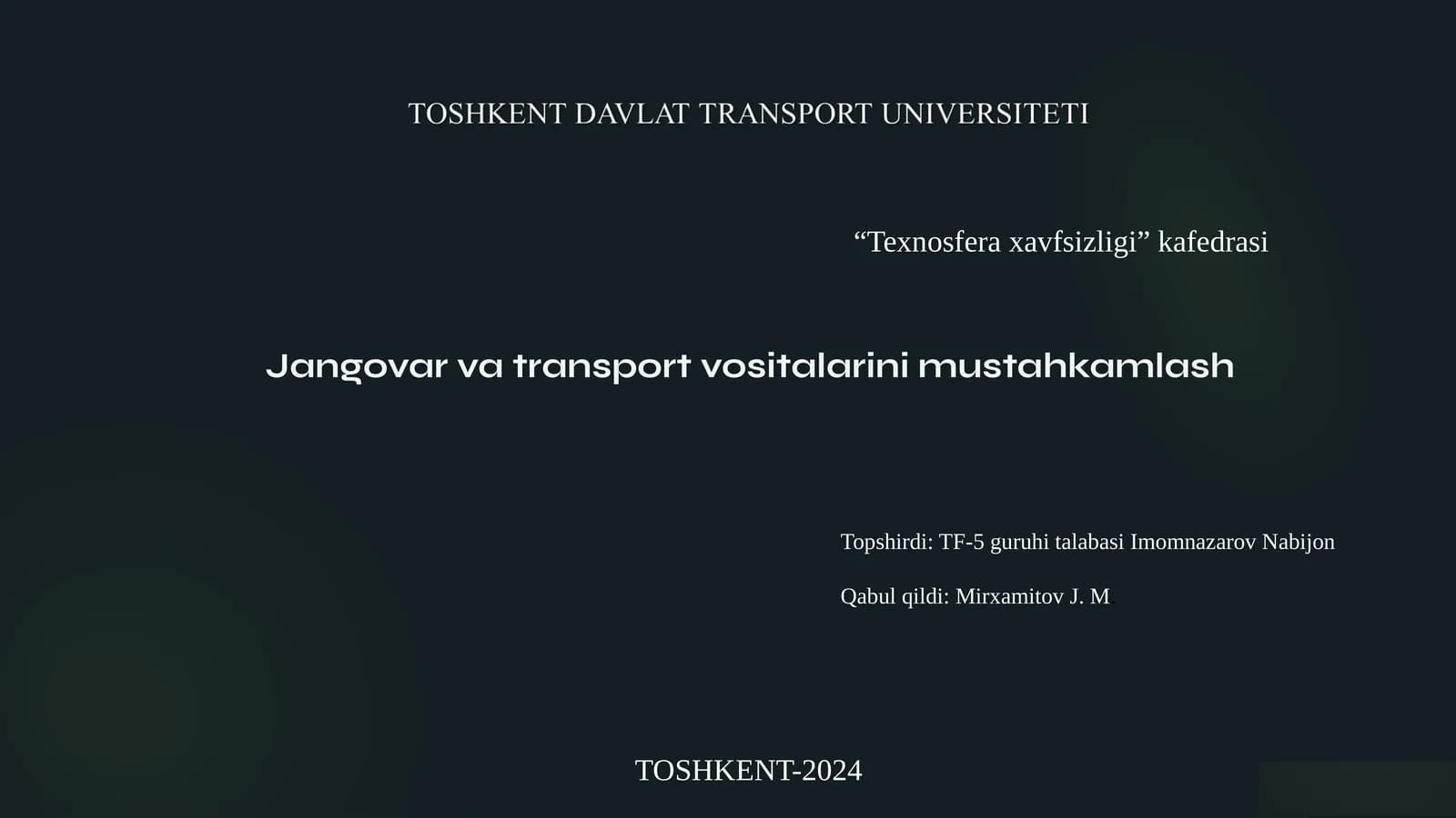 Jangovar va transport vositalarini mustahkamlash