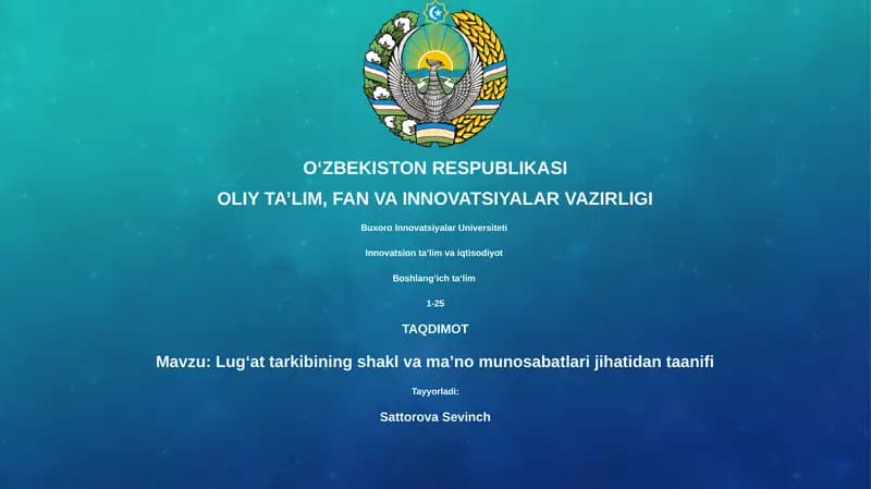 Lugʻat tarkibining shakl va ma’no munosabatlari jihatidan taanifi