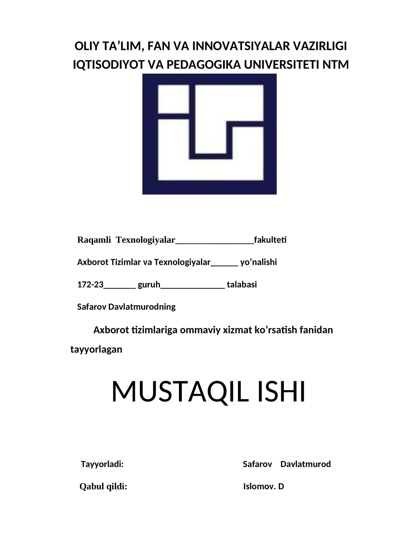 Navbat hosil bo’ladigan tizim