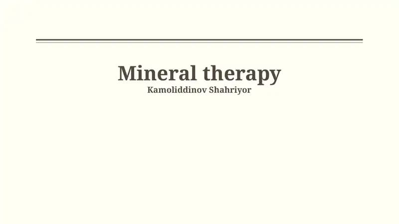 Mineral therapy