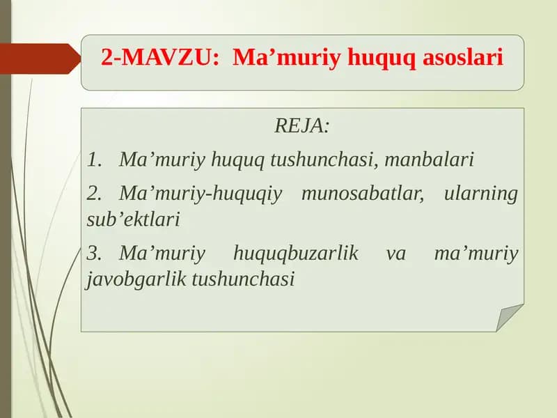 Ma'muriy Huquq asoslari taqdimot
