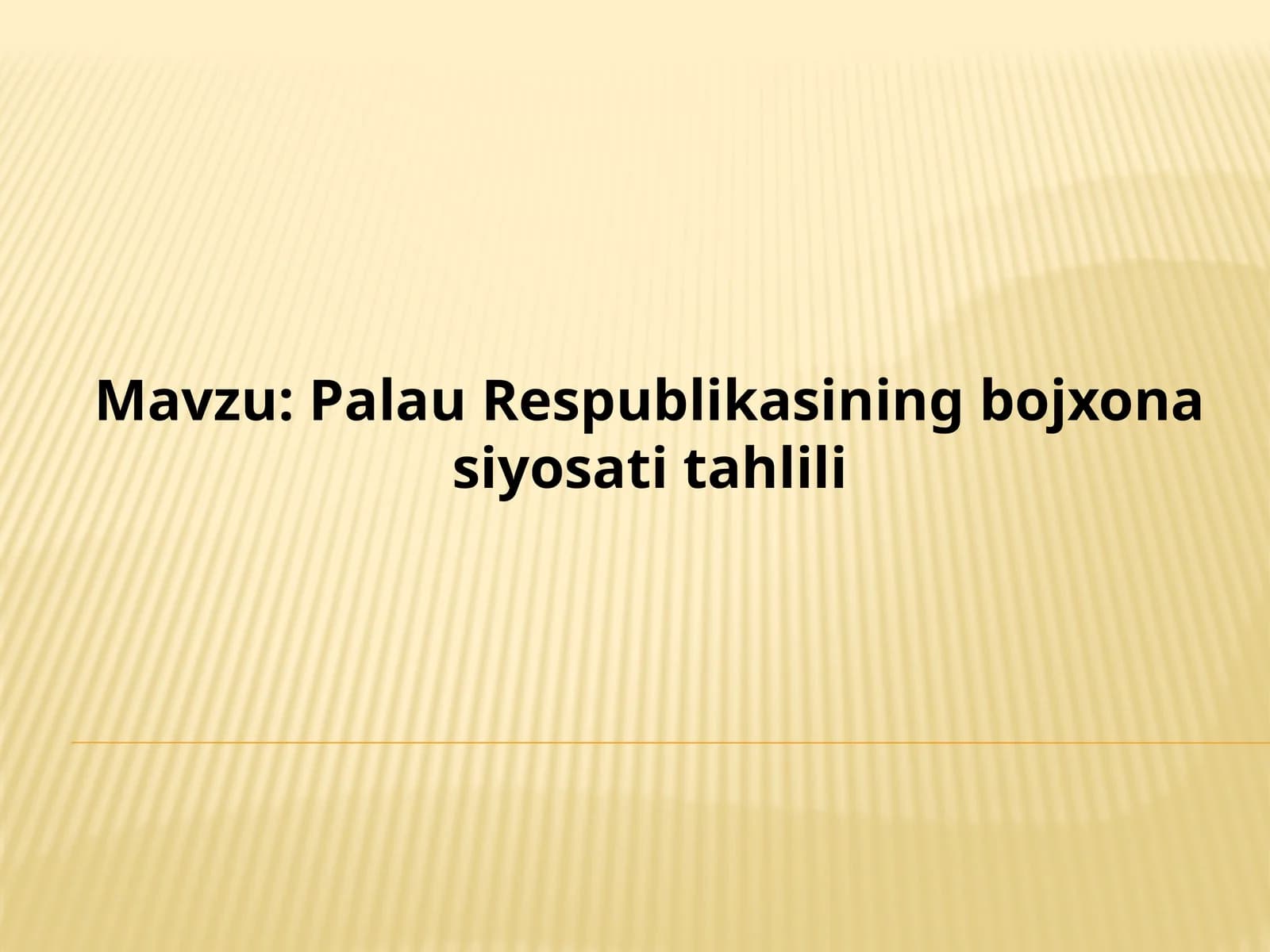 Palau Respublikasi bojxonasining o'sati tahlili