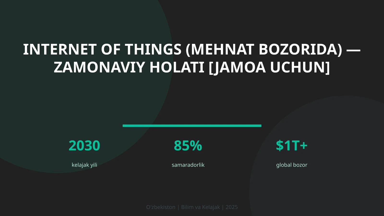 INTERNET OF THINGS (MEHNAT BOZORIDA) — ZAMONAVIY HOLATI [JAMOA UCHUN]