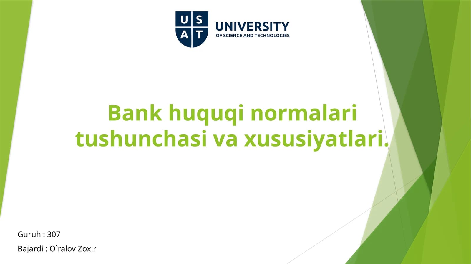 Bank huquqining normalari tushunchasi va xususiyatlari