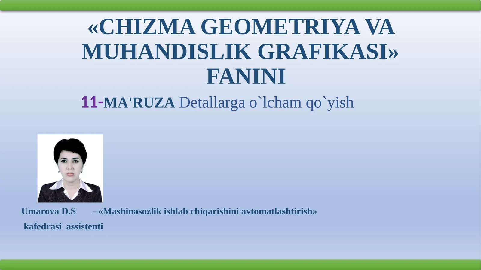 Detallarga oʻlcham qoʻyish