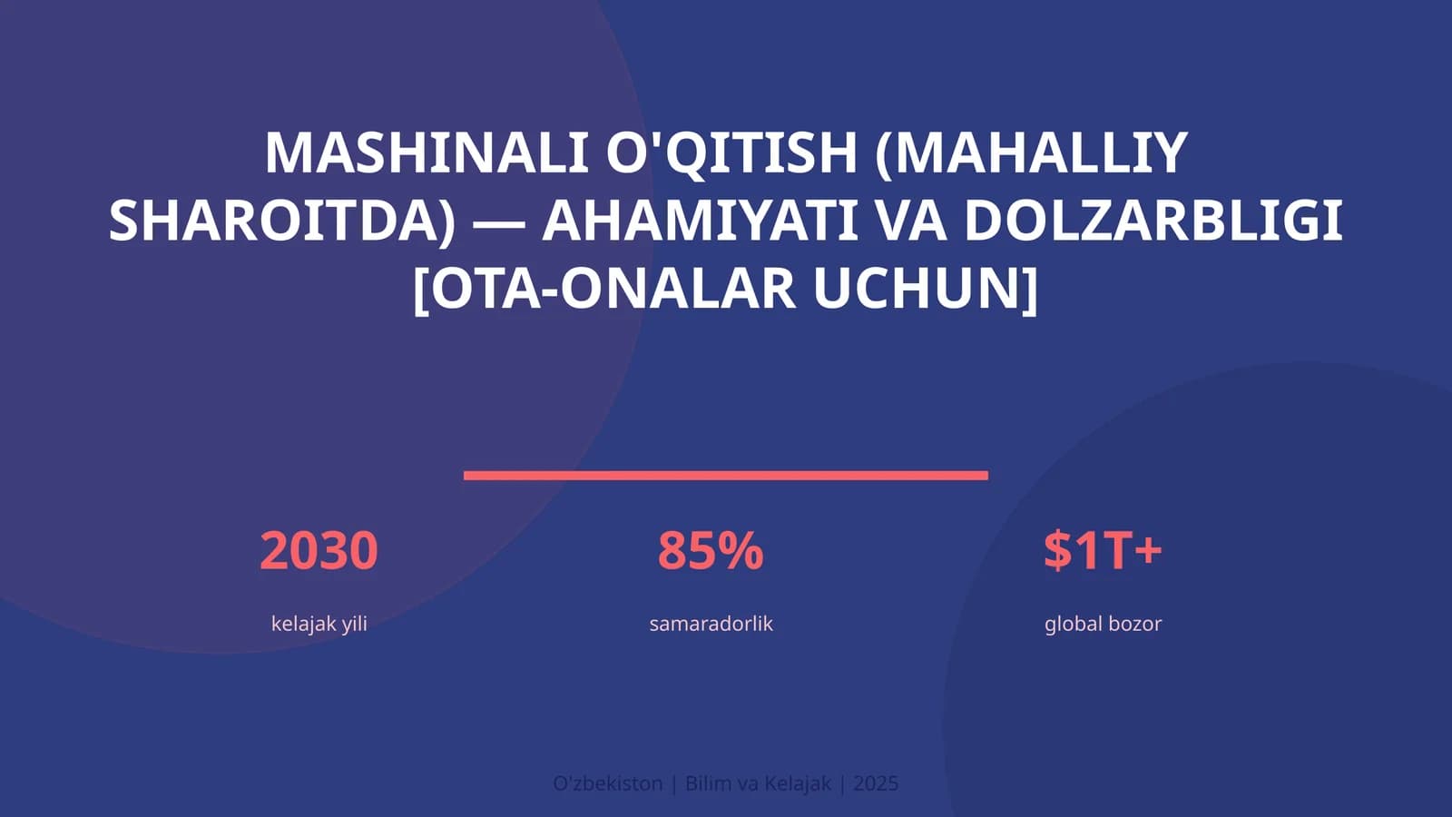 Mashinali o'qitish (mahalliy sharoitda) — ahamiyati va dolzarbligi [ota-onalar uchun]