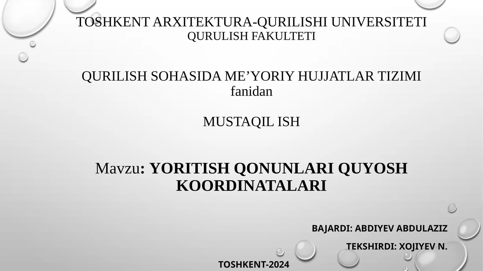 Yoritish qonunlari quyosh koordinatalari