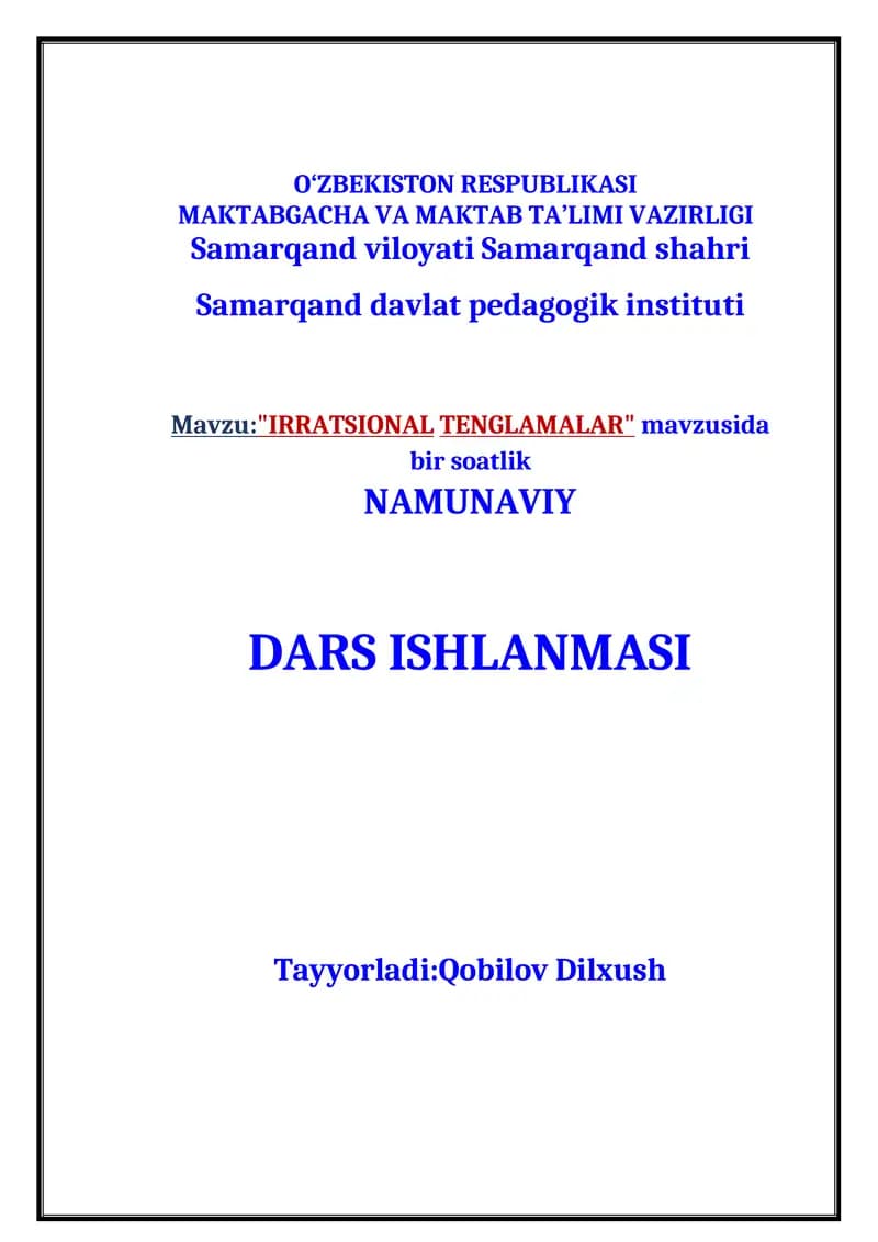 Irratsional tenglamalar