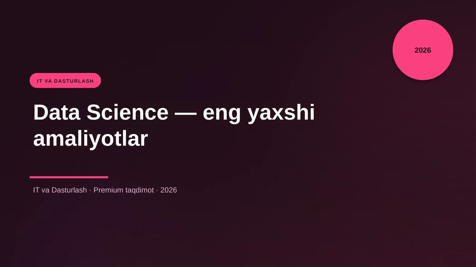Data Science — eng yaxshi amaliyotlar