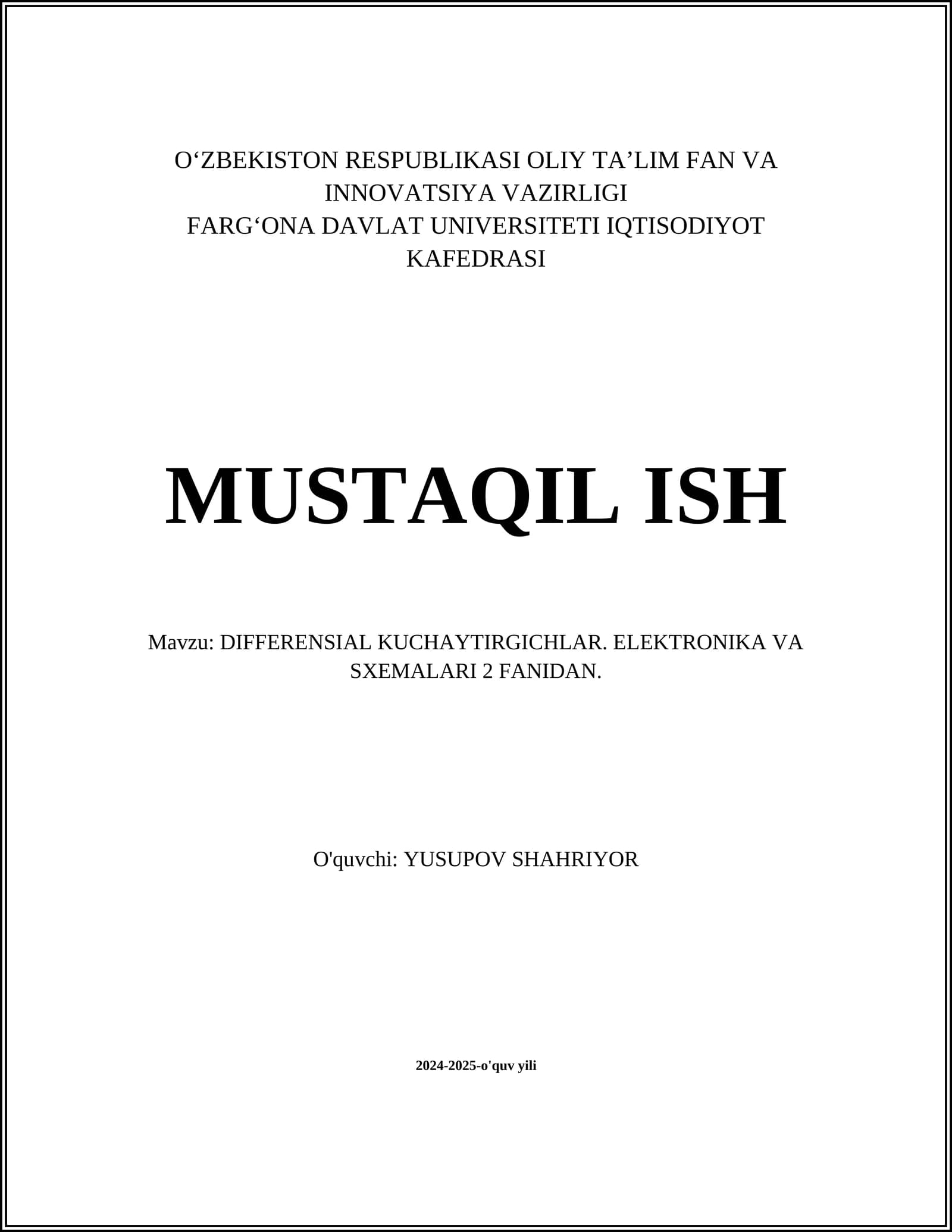 DIFFERENSIAL KUCHAYTIRGICHLAR