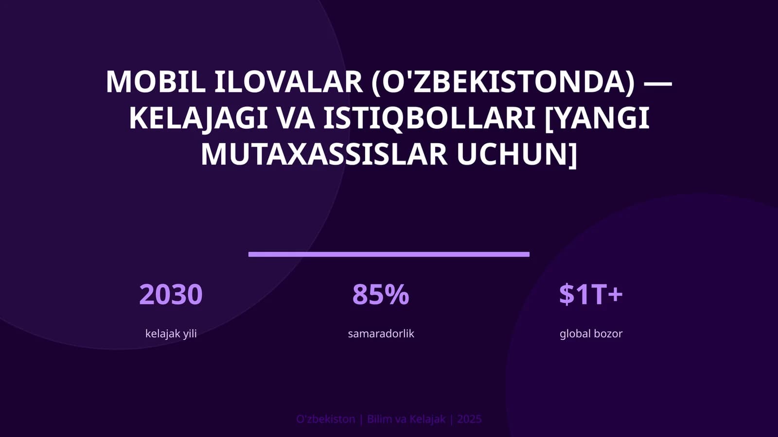 MOBIL ILOVALAR (O'ZBEKISTONDA) — KELAJAGI VA ISTIQBOLLARI [YANGI MUTAXASSISLAR UCHUN]