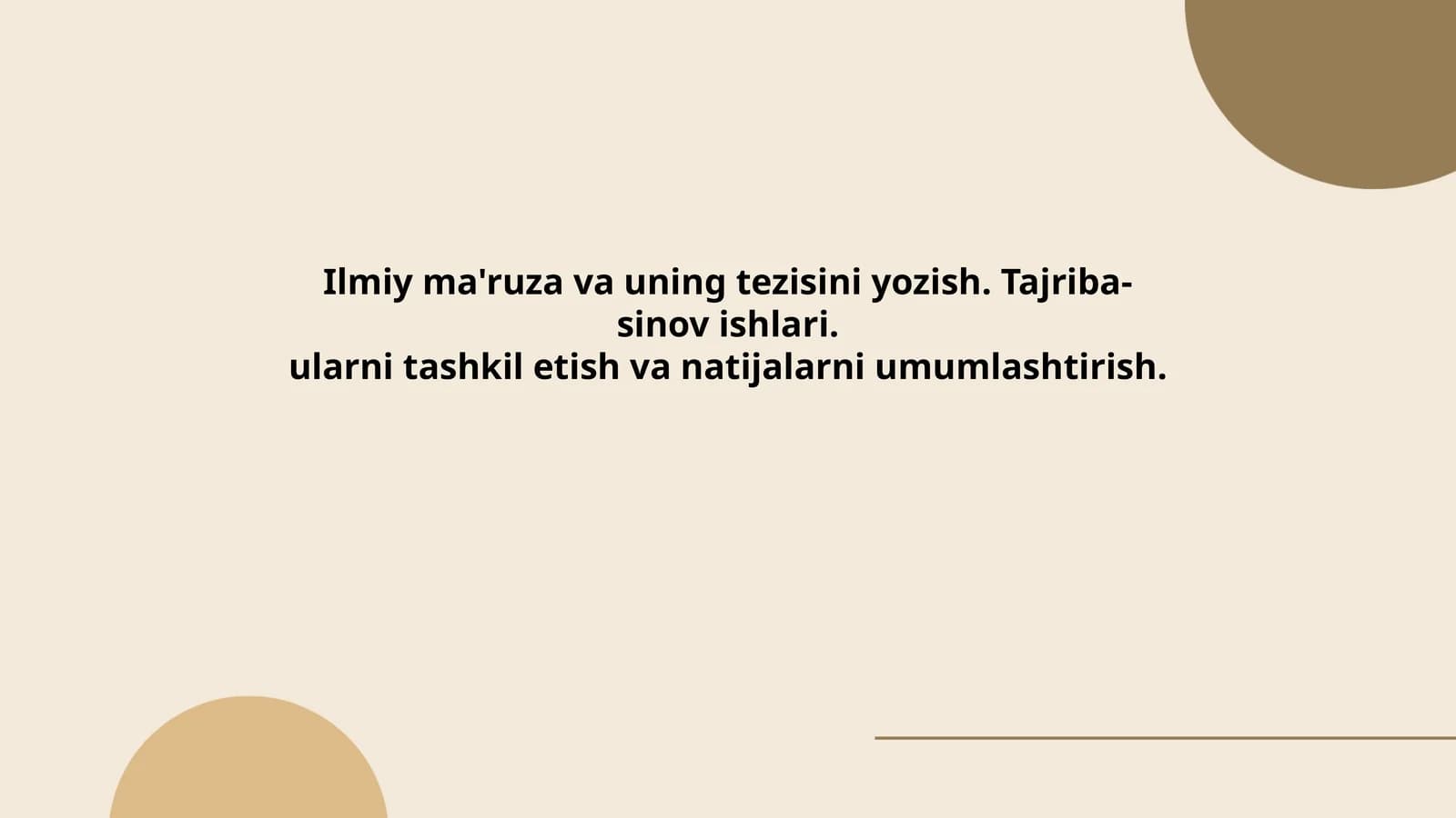 Ilmiy ma'ruza va uning tezisini yozish. Tajriba-sinov ishlari