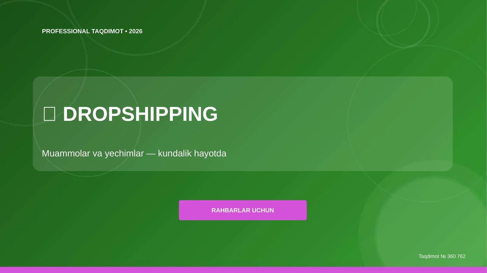 Dropshipping: muammolar va yechimlar (kundalik hayotda) [rahbarlar uchun]