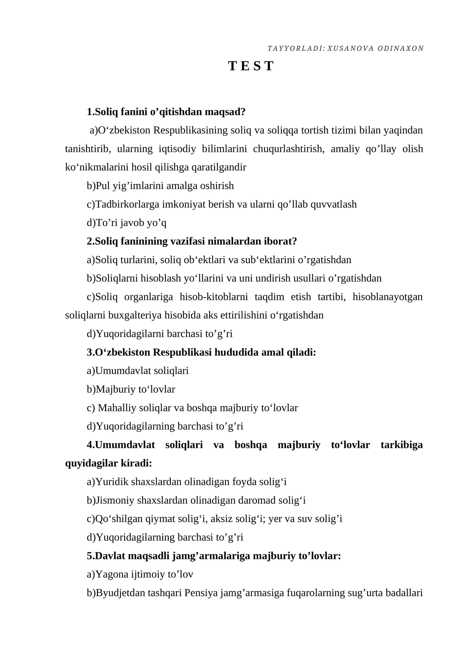 Soliq fanlari