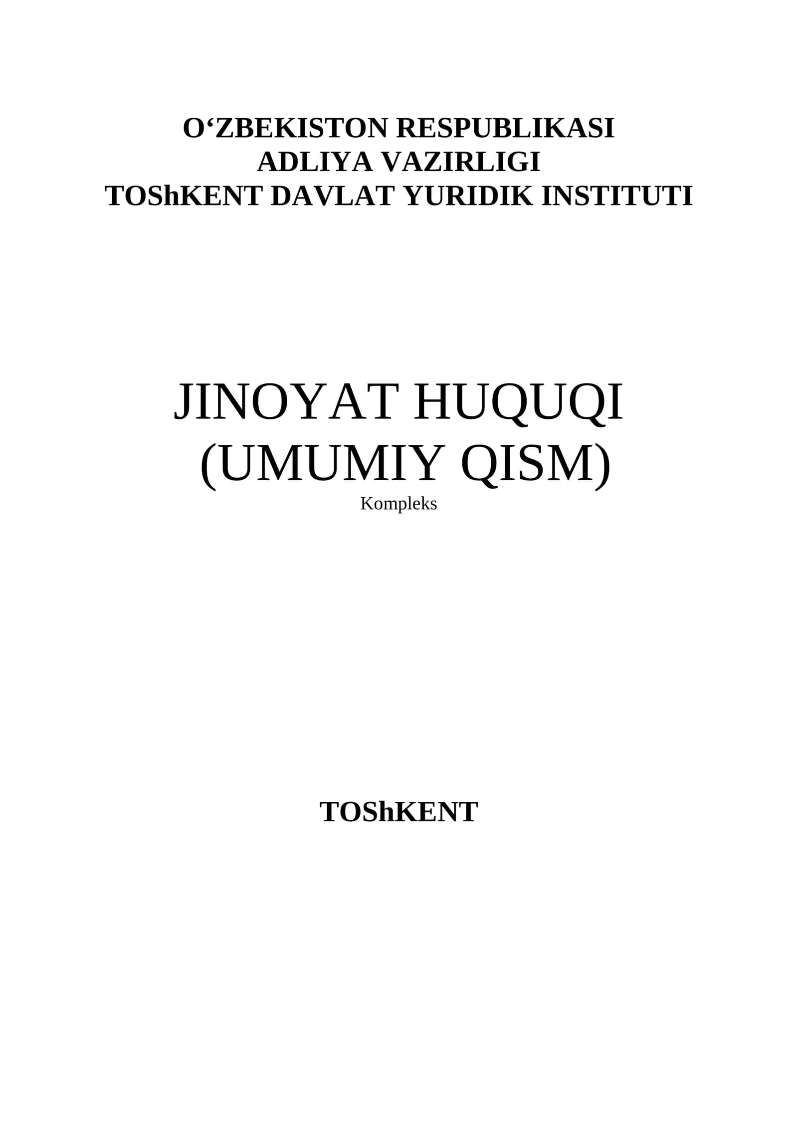 Jinoyat huquqi (Umumiy qism)