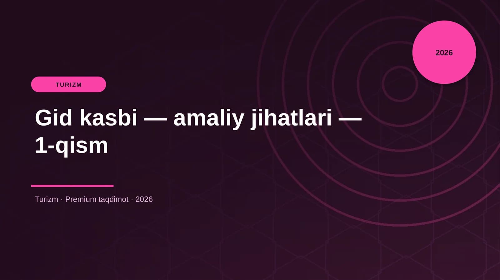 Gid kasbi — amaliy jihatlari — 1-qism