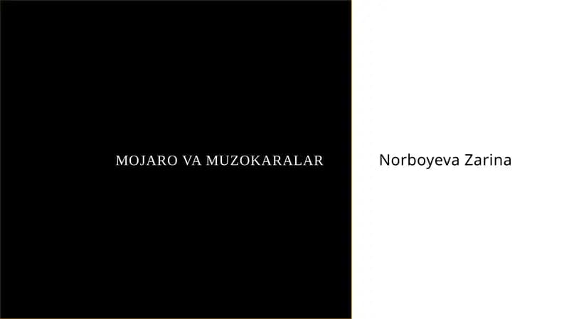Mojaro va muzokaralar