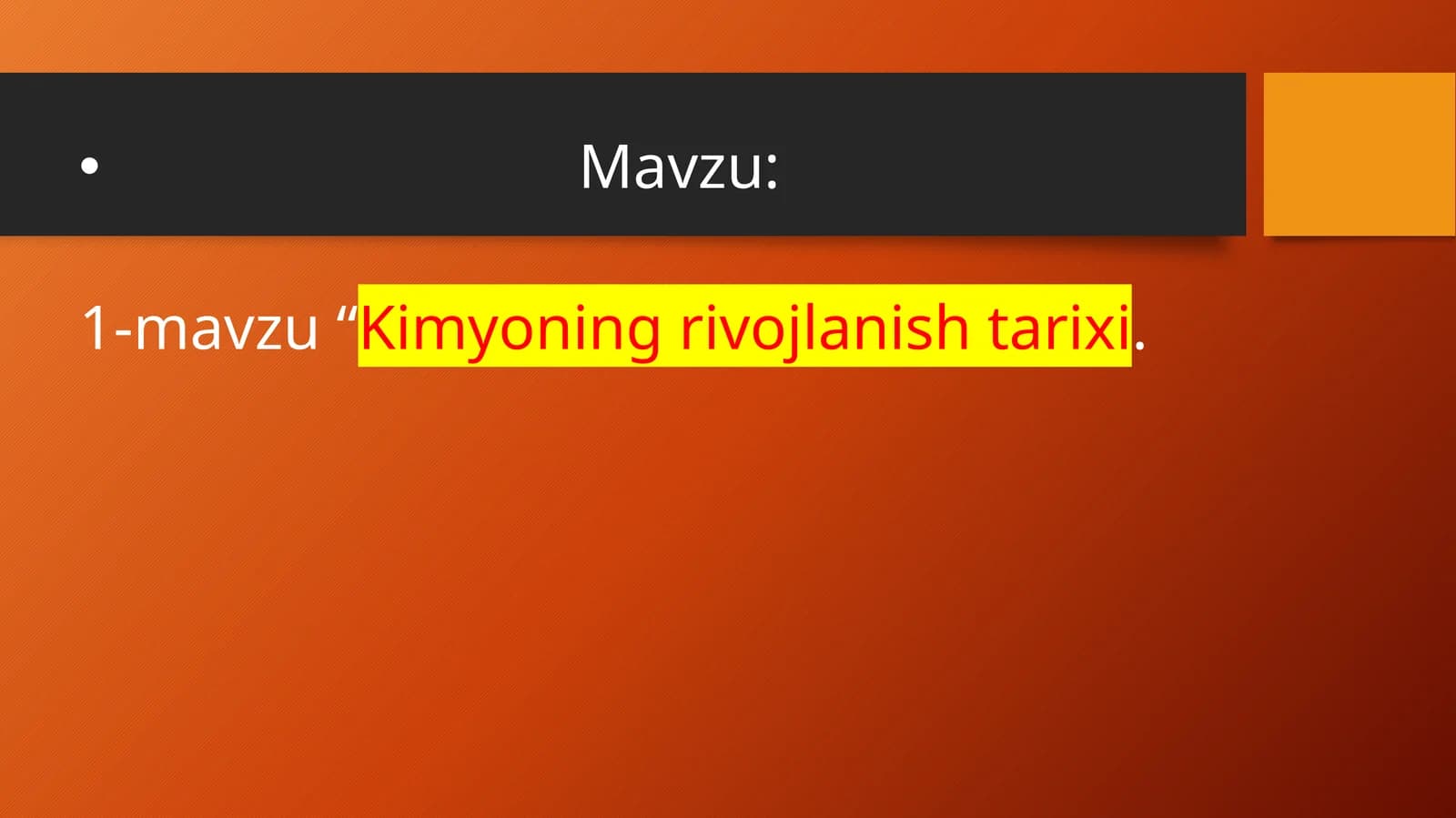 Kimyoning rivojlanish tarixi