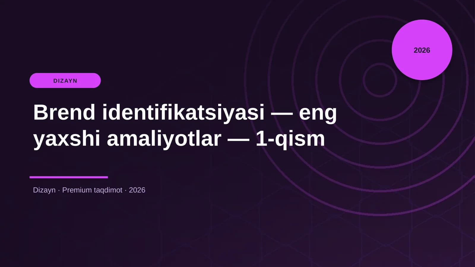 Brend identifikatsiyasi — eng yaxshi amaliyotlar — 1-qism