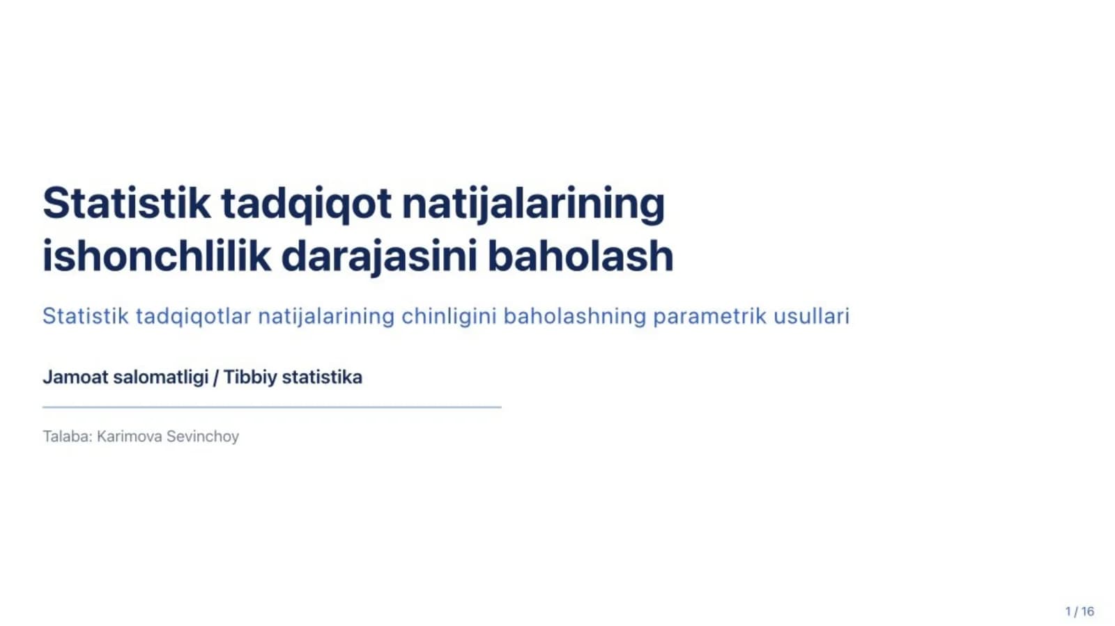 Statistik tadqiqot natijalarining ishonchliligini baholash