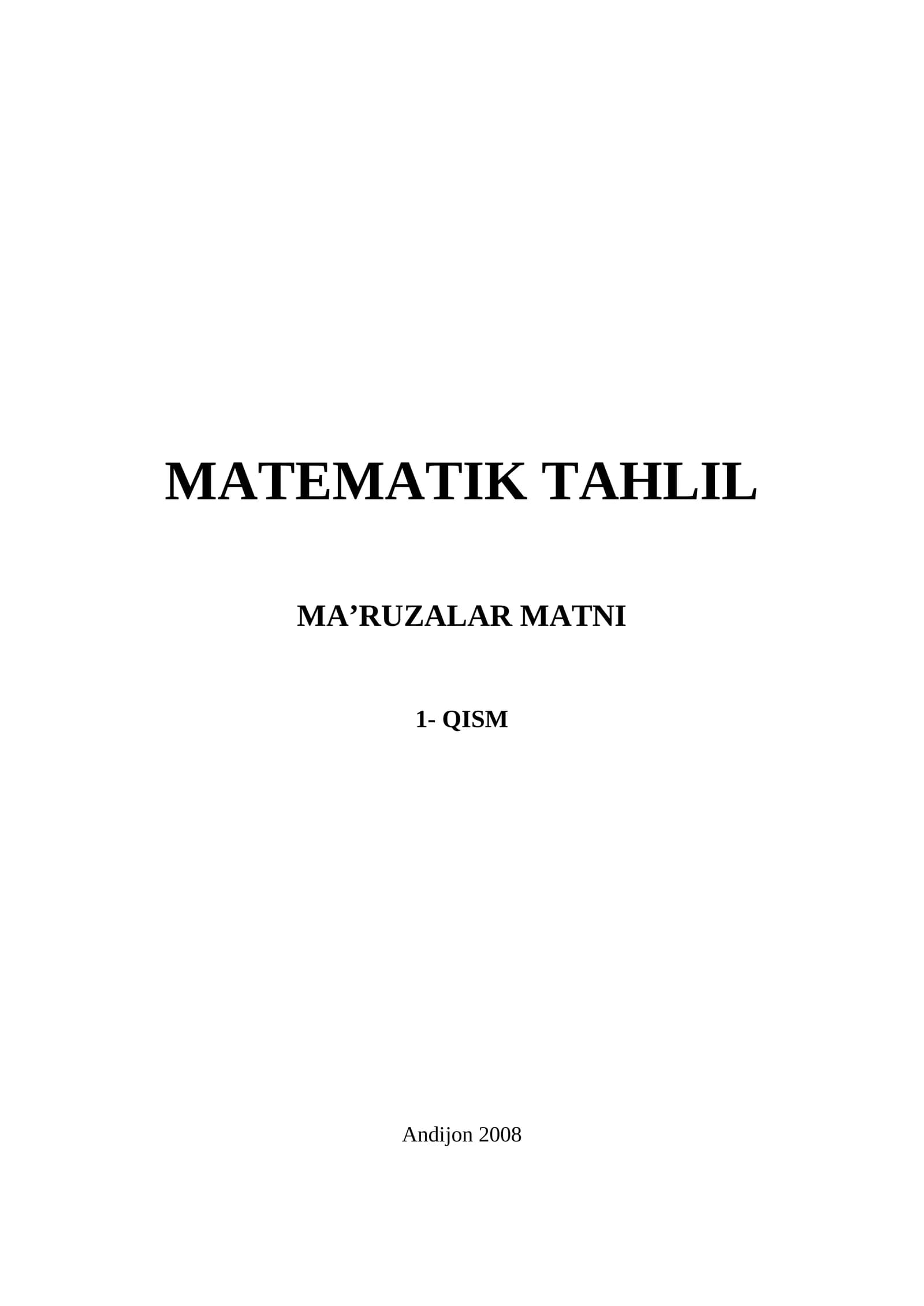 MATEMATIK TAHLIL