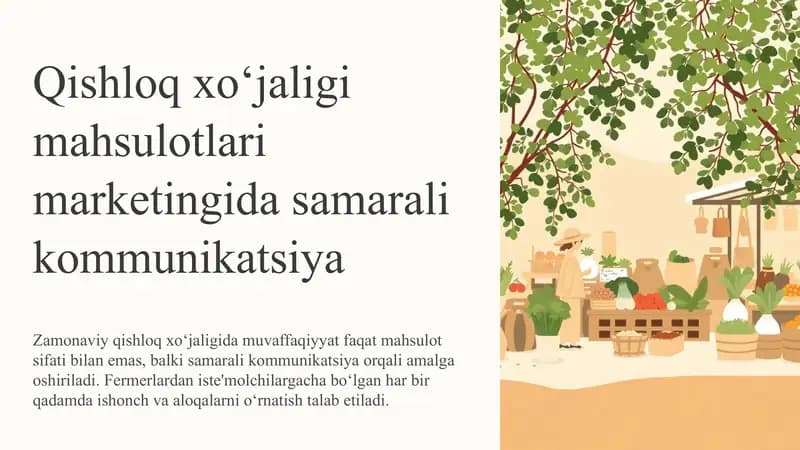 Samarali kommunikatsiya qishloq xoʻjaligidagi ahamiyati