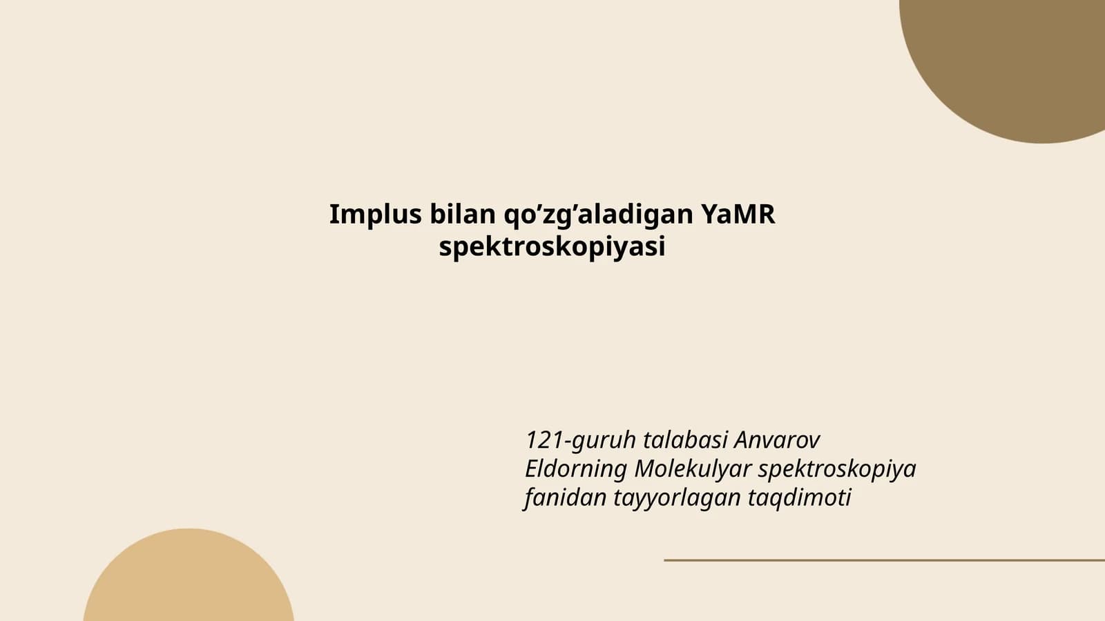 Impuls bilan qo'zg'aladigan YaMR spektroskopiyasi