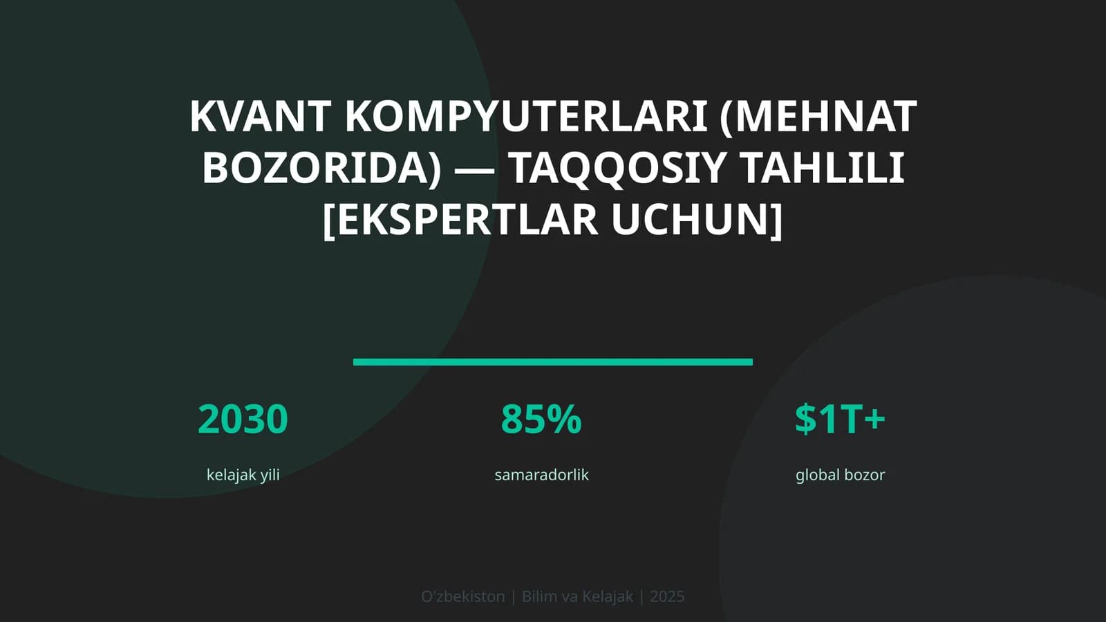 Kvant kompyuterlari (MEHNAT BOZORIDA) — TAQQOSIY TAHLILI [EKSPERTLAR UCHUN]