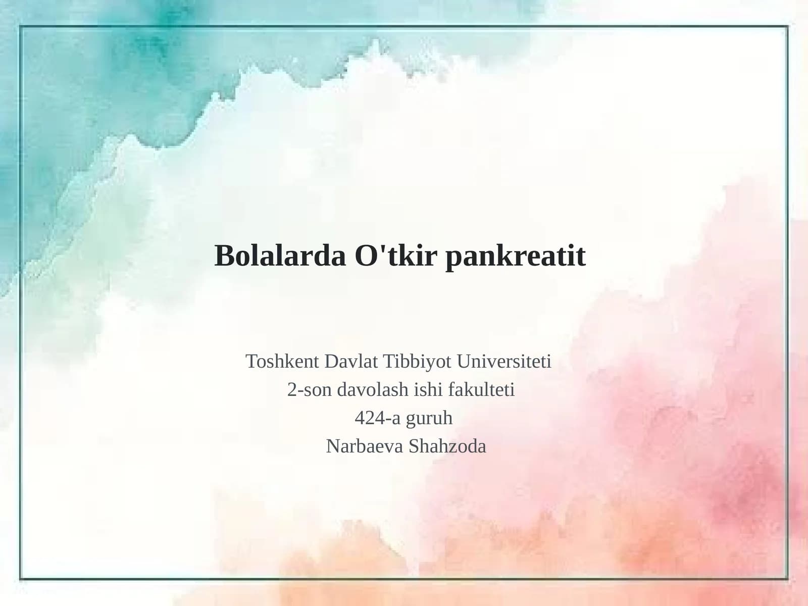 Bolalarda O'tkir pankreatit