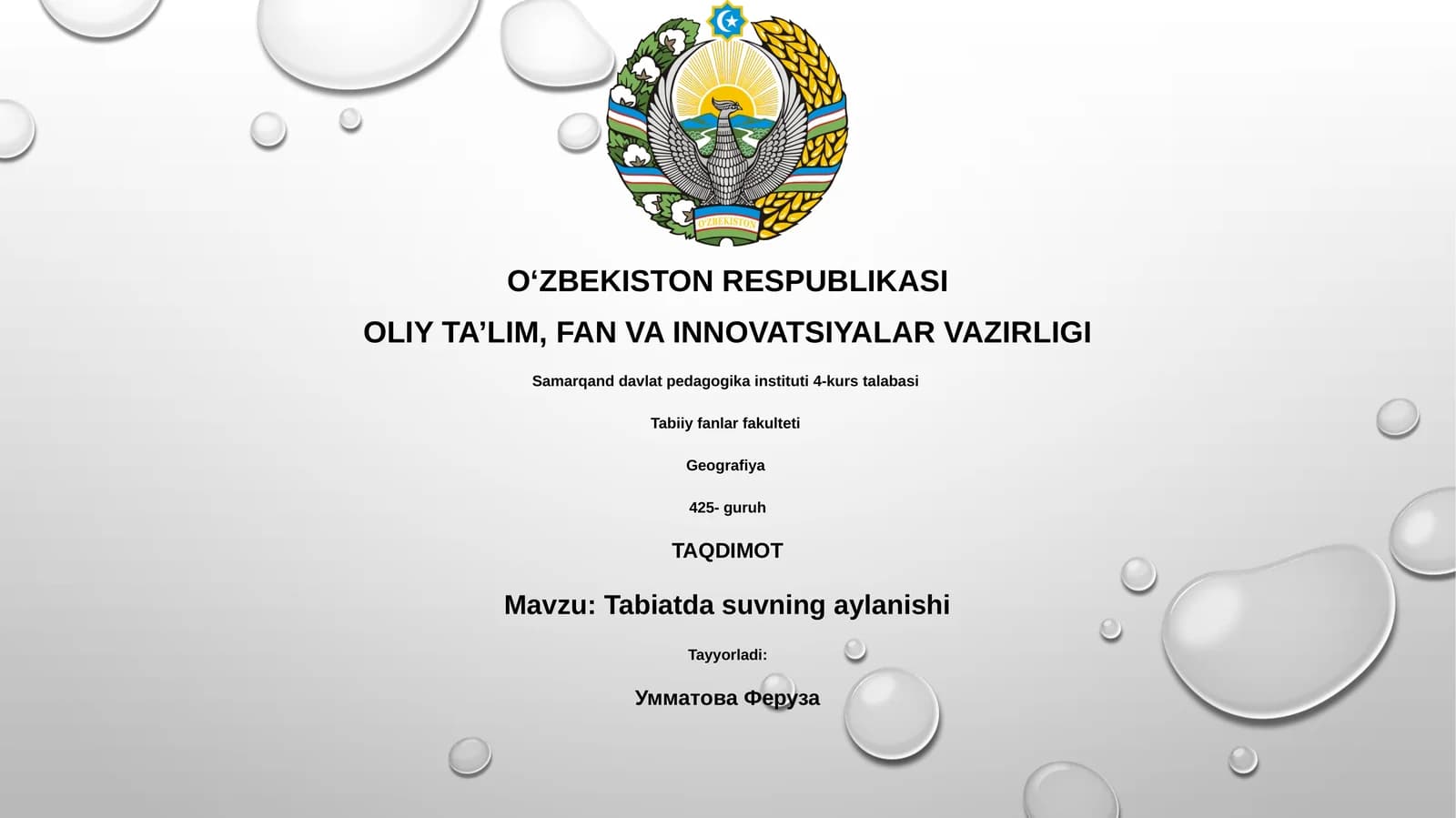 Tabiatda suvning aylanishi