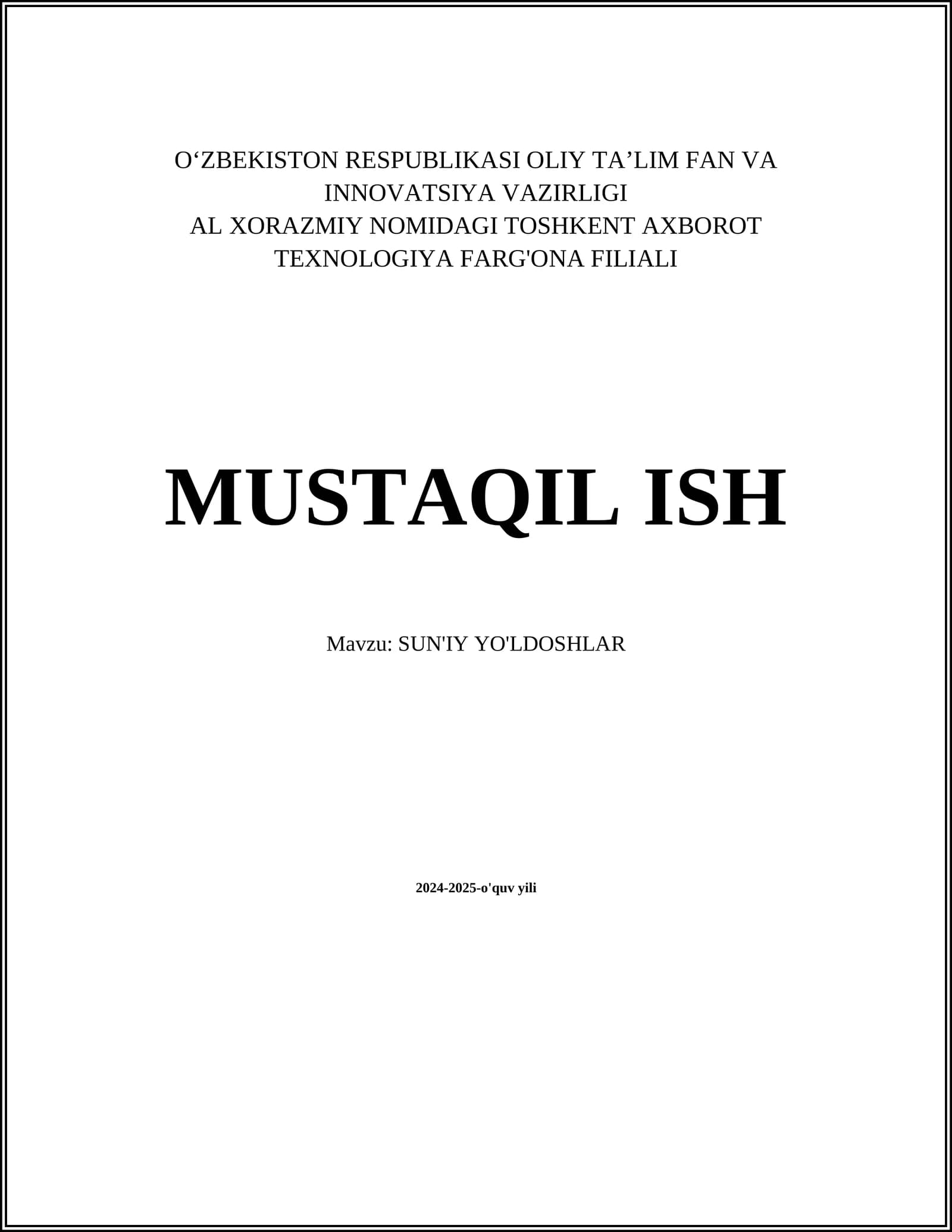 SUN'IY YO'LDOSHLAR
