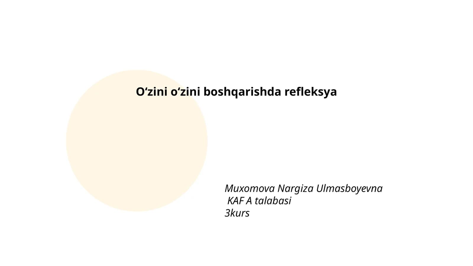 Oʻzini oʻzini boshqarishda refleksya
