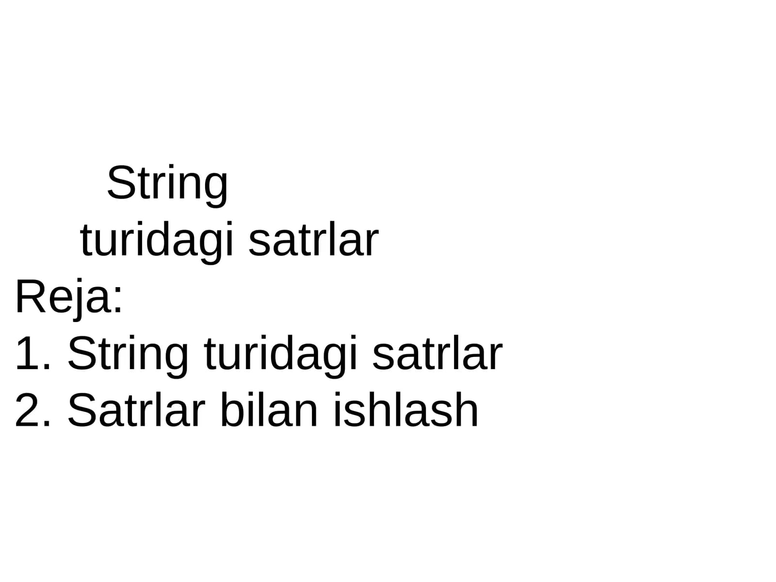 String turidagi satrlar