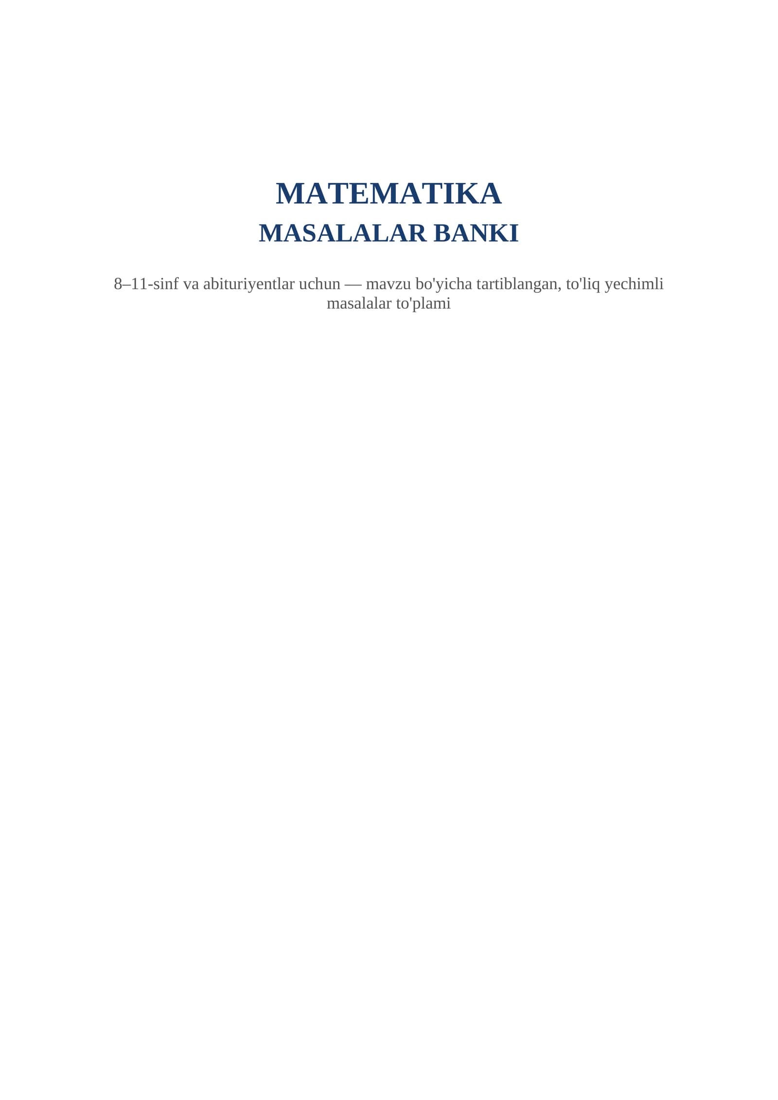 MATEMATIKA MASALALAR BANKI