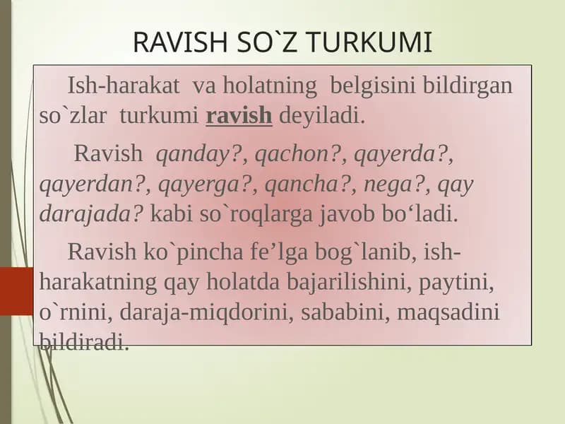 RAVISH SO`Z TURKUMI