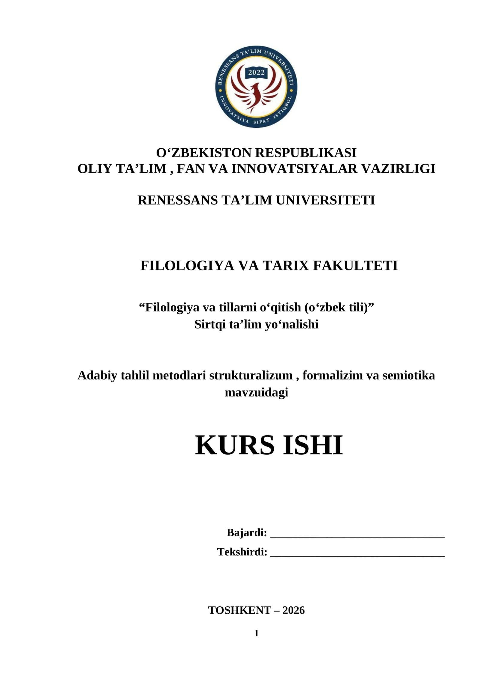 Adabiy tahlil metodlari strukturalizum, formalizim va semiotika
