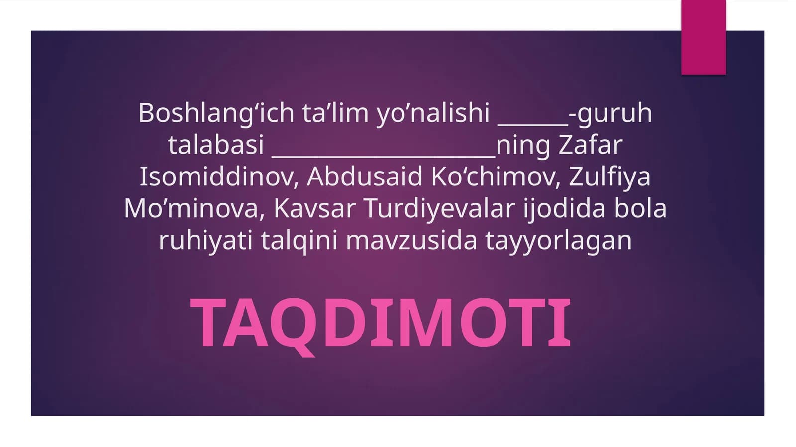Zafar Isomiddinov, Abdusaid Ko‘chimov, Zulfiya Mo’minova, Kavsar Turdiyevalar ijodida bola ruhiyati talqini
