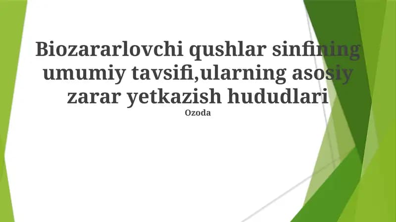 Biozararlovchi Qushlar