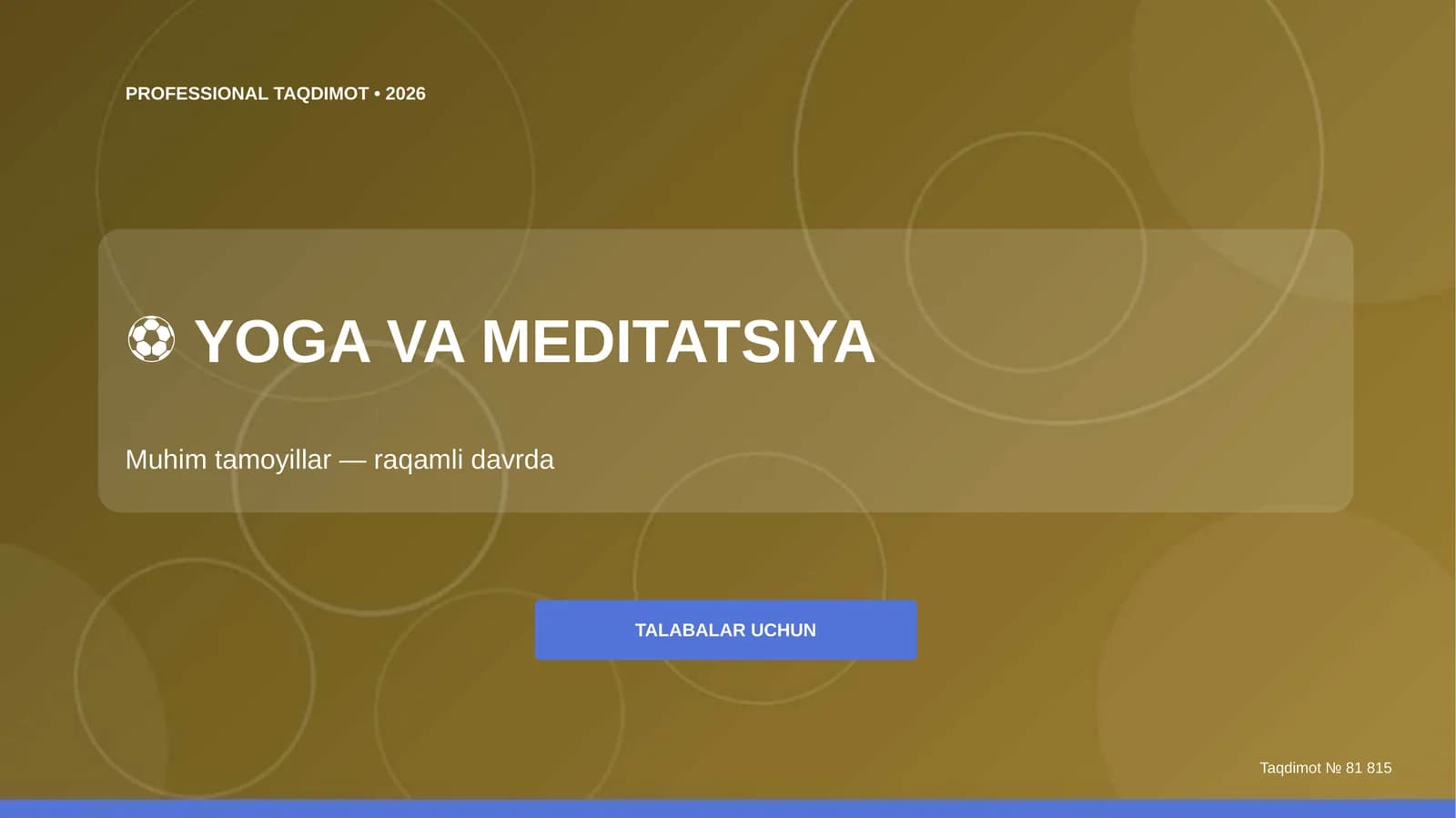 Yoga va meditatsiya: muhim tamoyillar (raqamli davrda) [talabalar uchun]