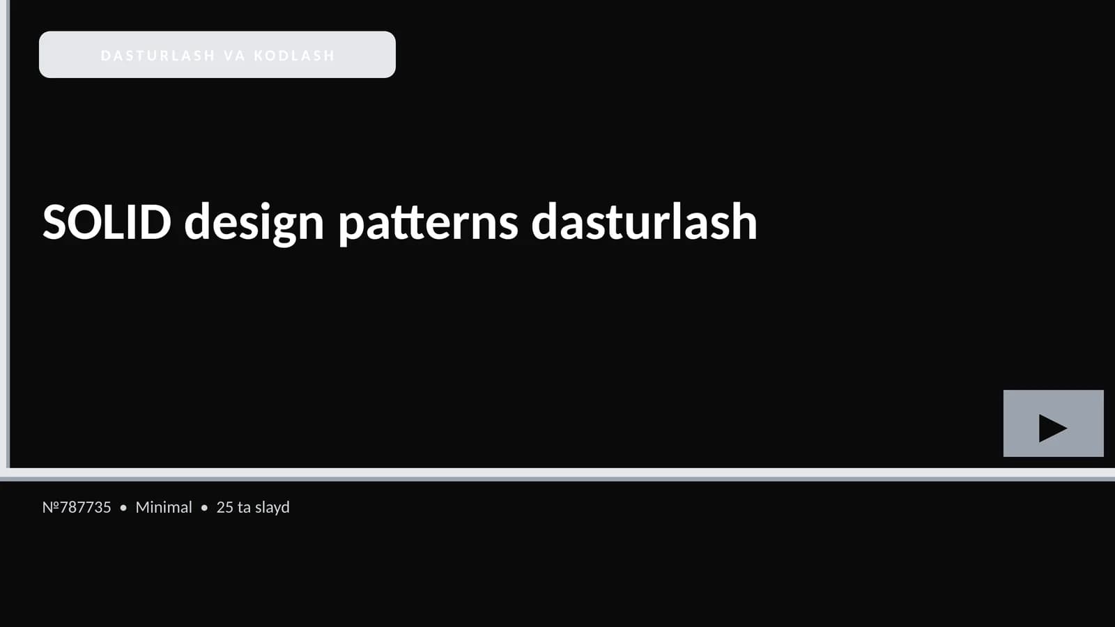 SOLID design patterns dasturlash