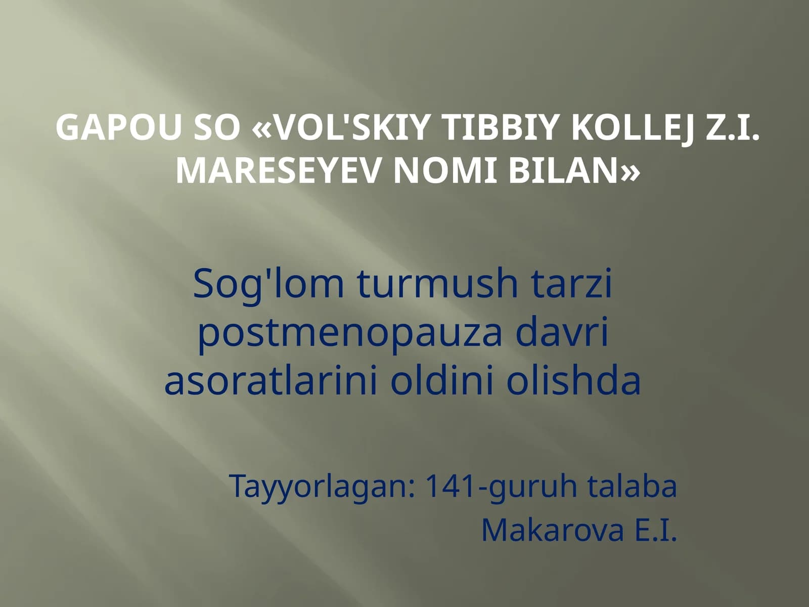 Menopauza davrida sog'lom turmush tarzi